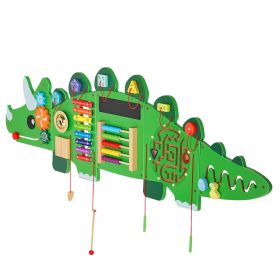 VEVOR Dinosaur Activity Wall Busy Board Panels, 11 Activities, Montessori Sensory Wall Toy for Kids 3-12 Years, Montessori Learning Activity Center