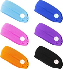 6PCS Headbands with Button for Women Men Head Wrap Face Cover Holder for Nurses Non Slip Hair Bands for Yoga Sports Running Washing Face