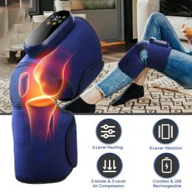 Cordless Knee Massager Heated Knee Brace Wrap Electric Knee Heating Pad with 5-Level Heating 3-Level Vibration 3-Mode & 3-Level Air Compression