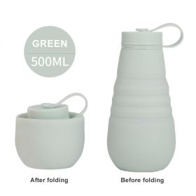 500ml Large Capacity Silicone Folding Water Bottle High Temperature Resistance Outdoor Sports Bottle Travel Portable Cup (Capacity: 500ml, Color: 02)