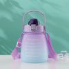 1300ml Motivational Water Bottle with Time Marker; Shoulder Strap & Straw - Perfect for School; Sports; Camping - 44oz Cute Design for Girls & Kids