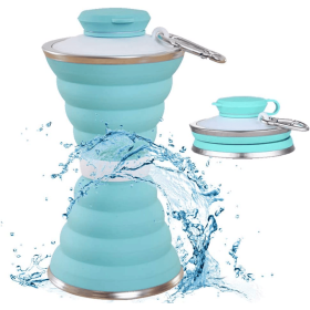 Foldable Water Bottle; Camping Mug With Snap; Reusable Silicone Foldable Leak-Proof Portable Sports Travel Water Bottle For Outdoor; Travel Gym Hiking (Color: green)