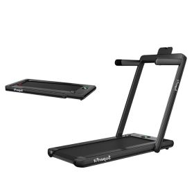 2.25HP 2 in 1 Folding Treadmill with APP Speaker Remote Control (Color: black)