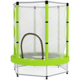 4.6FT Toddler Trampoline w/ Safety Net, Recreational Trampoline for Indoor Outdoor, Cloud Pattern, Green (Option: Green-770x330x220 mm)